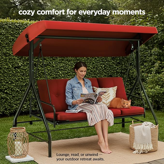 Porch Swing - 3-Seat Patio Outdoor Swing - Image 4