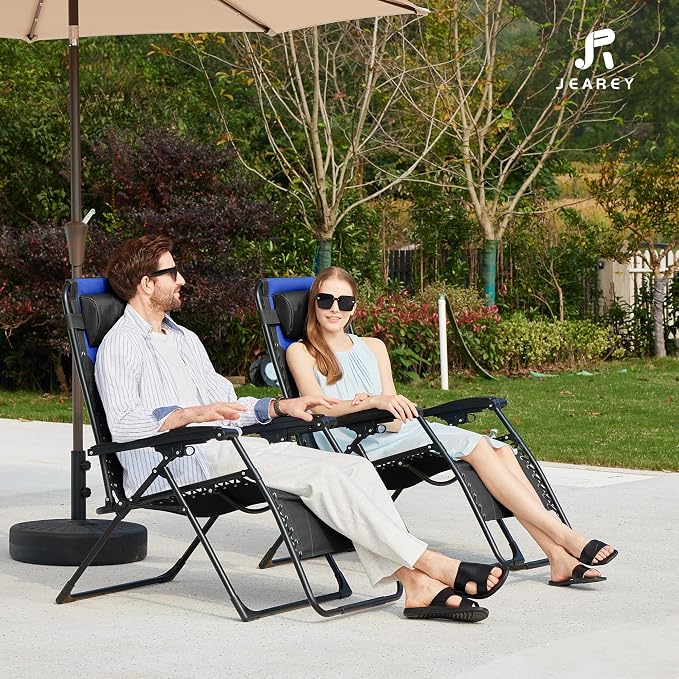 JEAREY Oversized Padded Zero Gravity Chairs, Folding Lounge Chair Outdoor Patio - Image 8