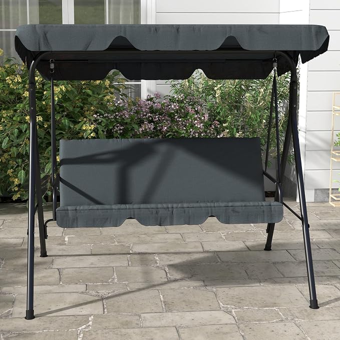 Outsunny 3-Seat Outdoor Patio Swing Chair - Image 8