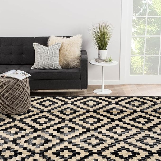 SAND MINE Waterproof Outdoor Rug 9x12 ft, Plastic Reversible Rug, Modern Area - Image 5
