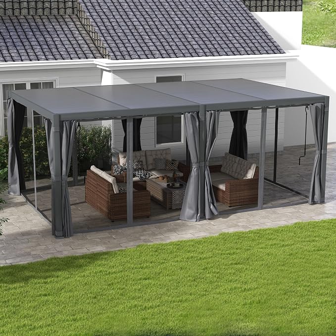 Outsunny 12' x 19' Louvered Pergola Hardtop Gazebo - Image 2