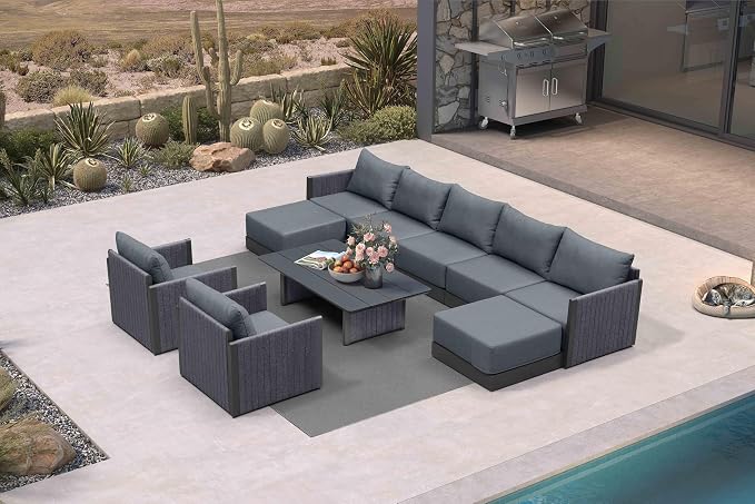 PURPLE LEAF Patio Furniture Set 10 Pieces Patio Seating by PURPLELEAF