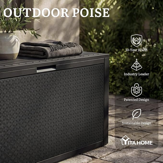 YITAHOME 90 Gallon Large Outdoor Deck Box, Lockable Waterproof Resin Storage Box - Image 9