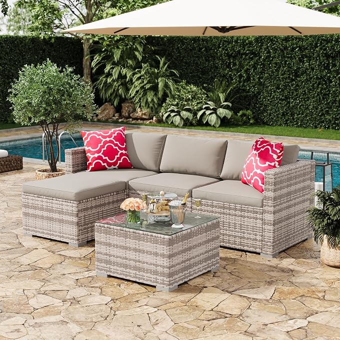 GAOMON 5-Piece All-Weather Patio Furniture Set, Convertible Outdoor Sectional - Image 3