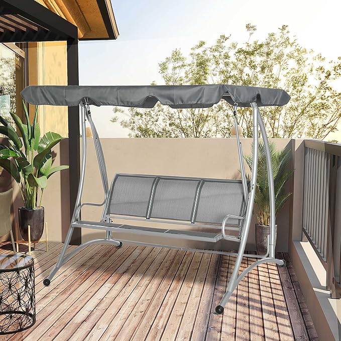 Outsunny 3-Seat Outdoor Porch Swing Chair, Patio Swing Glider - Image 2