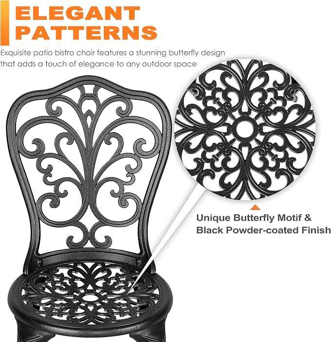 NUU GARDEN 3 Piece Bistro Set Outdoor, All Weather Cast Aluminum Patio Bistro - Image 6