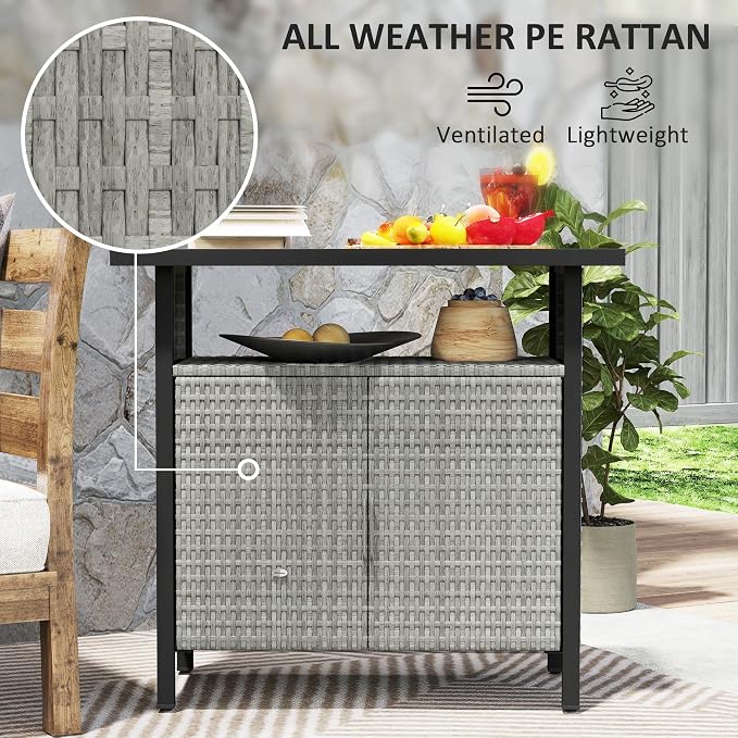 Outsunny Outdoor Pool Towel Storage Cabinet Organizer, Outdoor Bar Table - Image 4