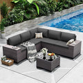 Outdoor Patio Furniture Set, 6 Pieces Outdoor Sectional Furniture High Backrest by ASJMR