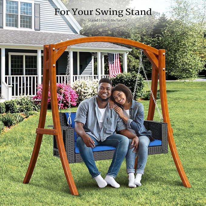 VINGLI Heavy Duty 800 LBS Wicker Hanging Porch Swing - Image 7