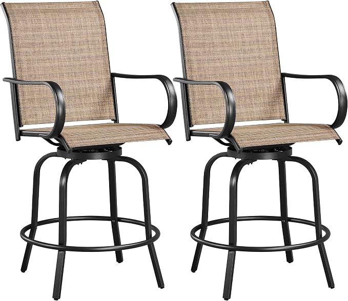 Yaheetech Patio Swivel Bar Stools Outdoor Chairs Set of 2 Outdoor High Bistro by Yaheetech