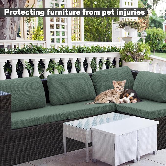 8Pcs Outdoor Cushion Covers, Patio Cushion Covers, Stretch Elastic Slipcovers - Image 3