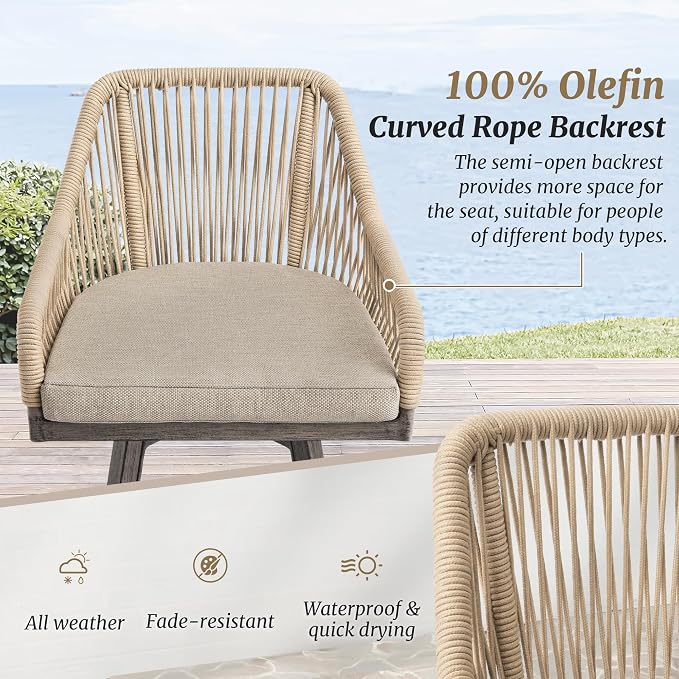 Outdoor Bar Stools Set of 6, 360° Swivel Aluminum Rattan Bar Stool - Image 4