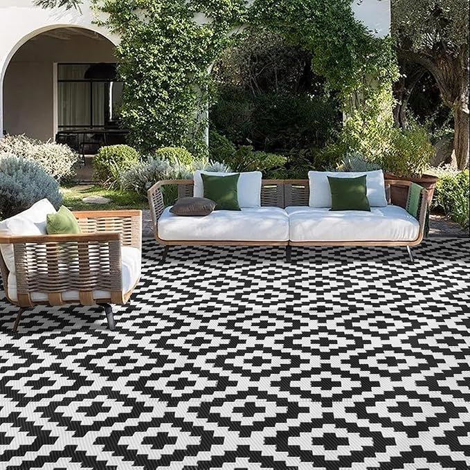 SAND MINE Waterproof Outdoor Rug 8x10 ft, Plastic Reversible Rug, Modern Area - Image 7