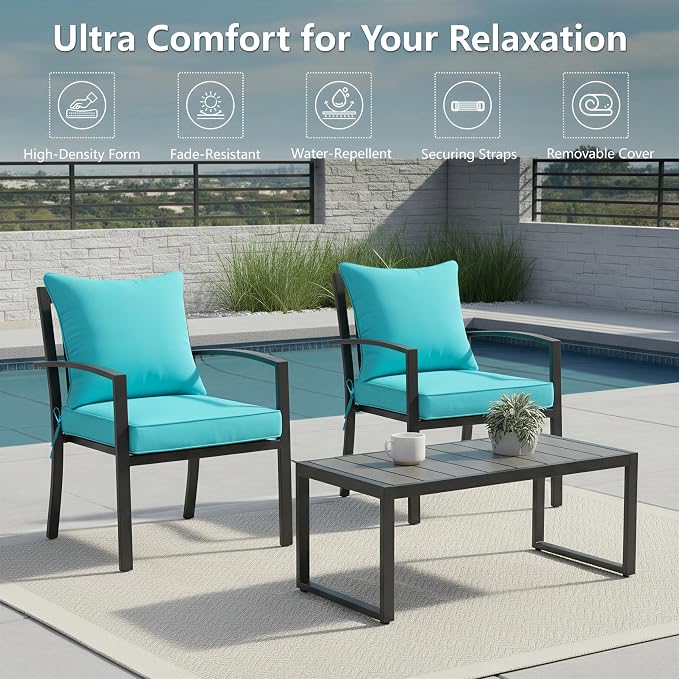 22x22 Inch Patio Chair Cushions Set of 2, Outdoor Furniture Cushions - Image 2