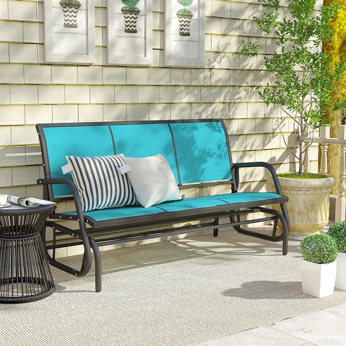Outsunny 3-Person Patio Glider Bench, Outdoor Porch Glider Swing - Image 9