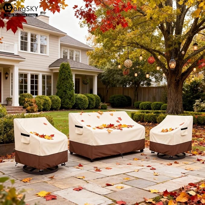 Patio 3-Seater Sofa Cover, Outdoor Couch Cover Fits up to 76W x 32.5D x 33H - Image 7