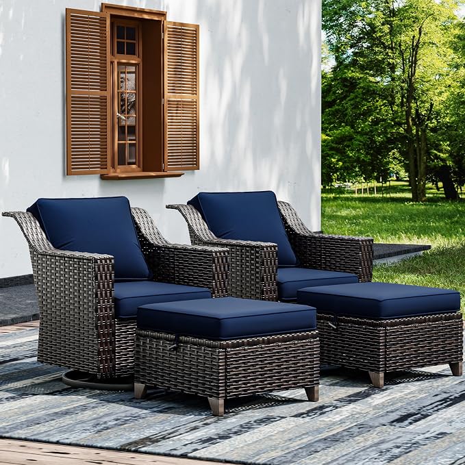 Joyside Wicker Patio Furniture Sets, 4 Pieces Upgraded Large Size Outdoor by Joyside