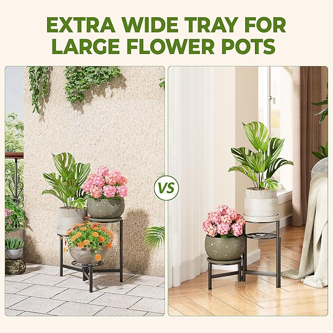 Metal Plant Stand Outdoor Indoor, 3 Tier Foldable Corner Tall Plant Shelf - Image 4
