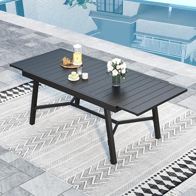 Sophia & William Black Expandable Patio Table Metal Outdoor Dining Table by SophiaWilliam