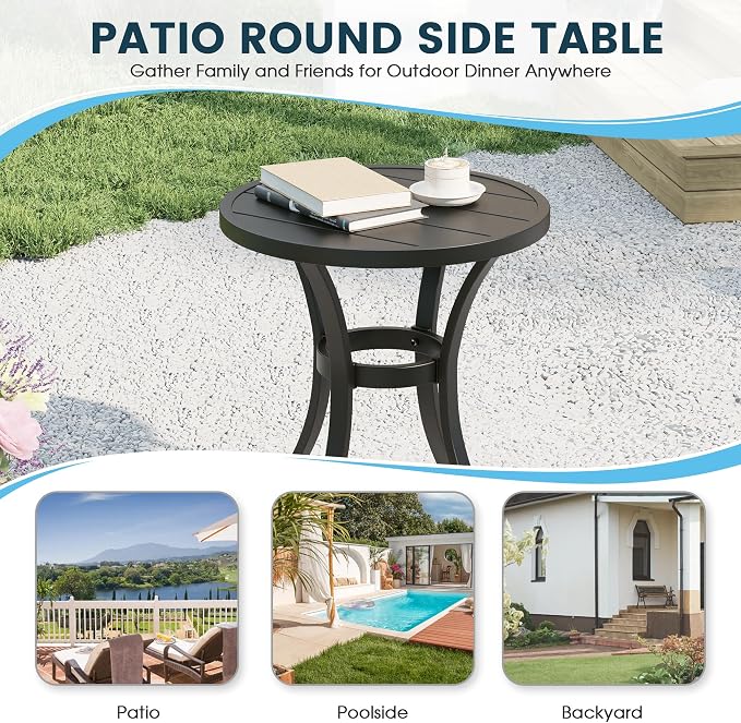 Outdoor Round Side Table, Sturdy & Durable End Table - Image 4