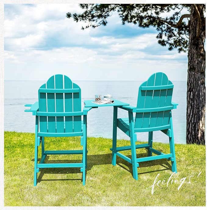 LUE BONA Tall Adirondack Chair Set of 4, All Weather HDPS Bar Height Chairs - Image 6