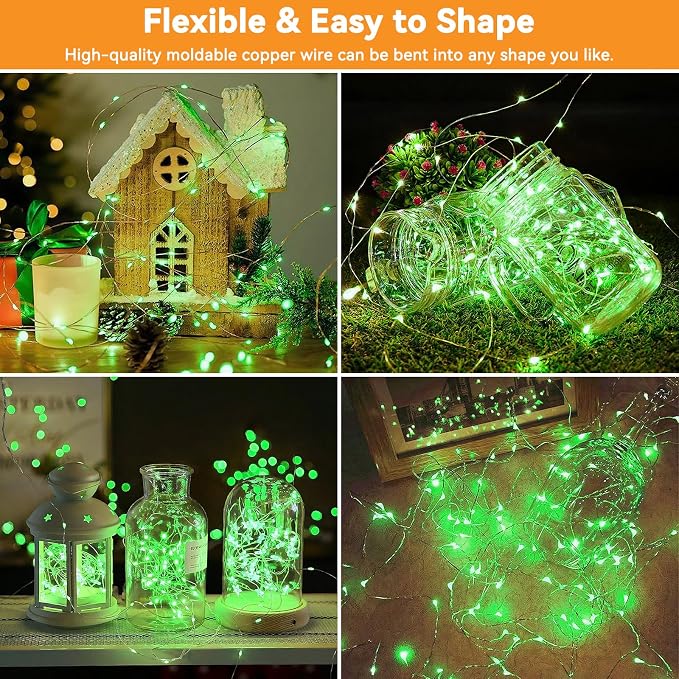 Solar String Lights Outdoor Waterproof 33ft 100LED 8 Modes Twinkle Lights Solar - Image 2