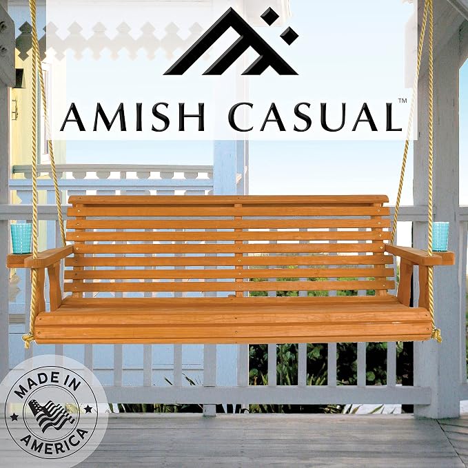 Amish Casual Heavy Duty 800 Lb Roll Back Treated Porch Swing - Image 2