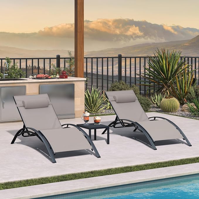 PURPLE LEAF Patio Oversized Chaise Lounge Chair Set - Image 3