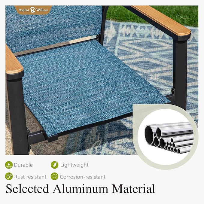 Sophia & William Patio Table and Chairs Set 7 Pieces, 6 Aluminium Patio Dining - Image 3