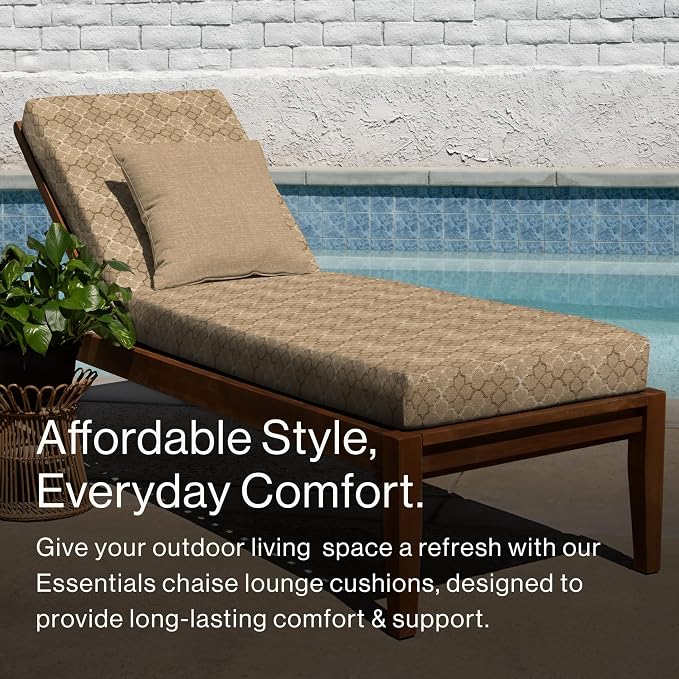 Honeycomb Outdoor Essentials Chaise Lounge, 21 x 70, Courtyard Geo Almond Chair - Image 2