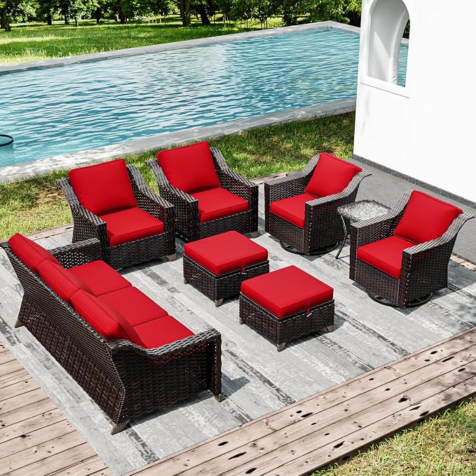 Joyside Wicker Patio Furniture Sets, 8 Pieces Upgraded Large Size Outdoor - Image 6