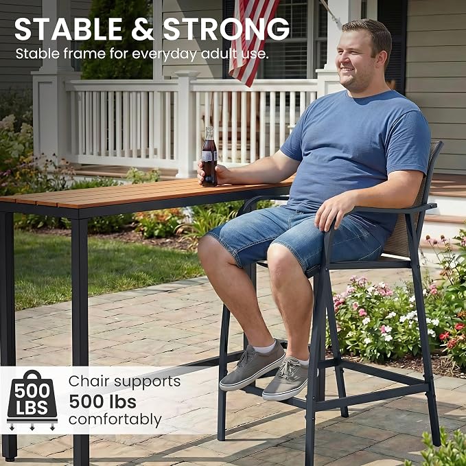 Crestlive Products Outdoor Bar Stools Set of 2, Bar Height Patio Chairs - Image 3