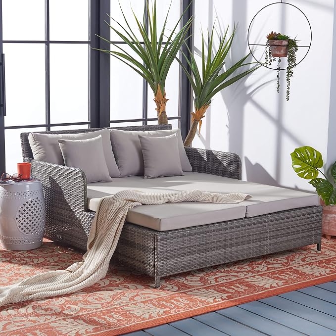 Safavieh PAT7500B Outdoor Collection Cadeo Grey Cushion Daybed - Image 4