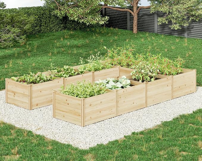 AMERLIFE U-Shaped Raised Garden Bed, 7.5Wx12Dx1.6H Outdoor Wooden Raised Garden by AMERLIFE