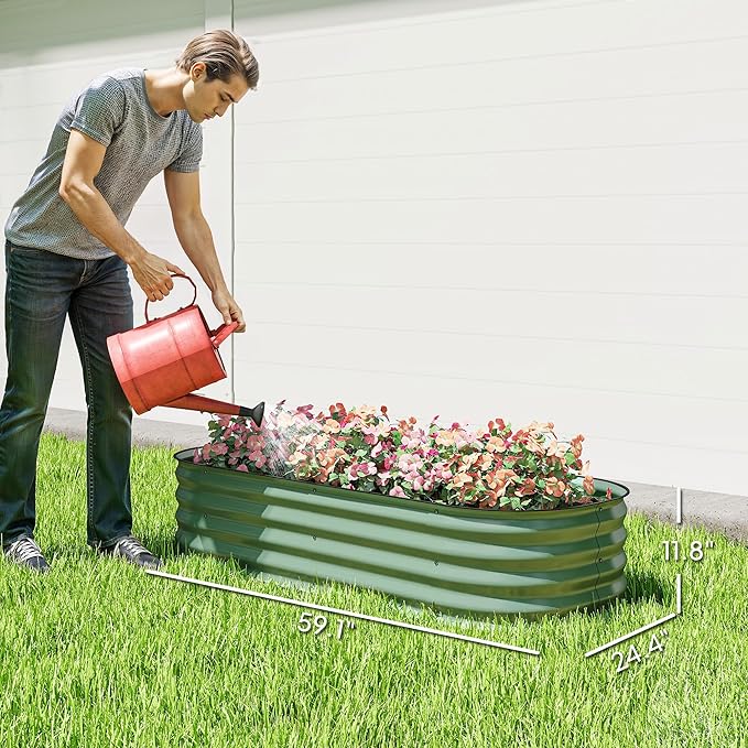 Outsunny 5' x 2' x 1' Galvanized Raised Garden Bed Kit, Outdoor Metal Elevated - Image 7