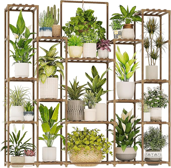 Bamworld Plant Shelf Indoor Hanging Plant Stand Outdoor Large Plant Shelves by Bamworld