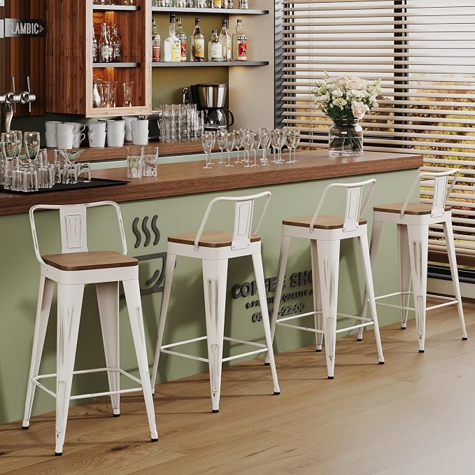Andeworld Bar Stools Set of 4 Counter Height Stools Industrial Metal Barstools - Image 10