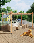 10x13 Ft Outdoor Pergola with Retractable Canopy Upgraded Aluminum Faux Wood by KYBOLT