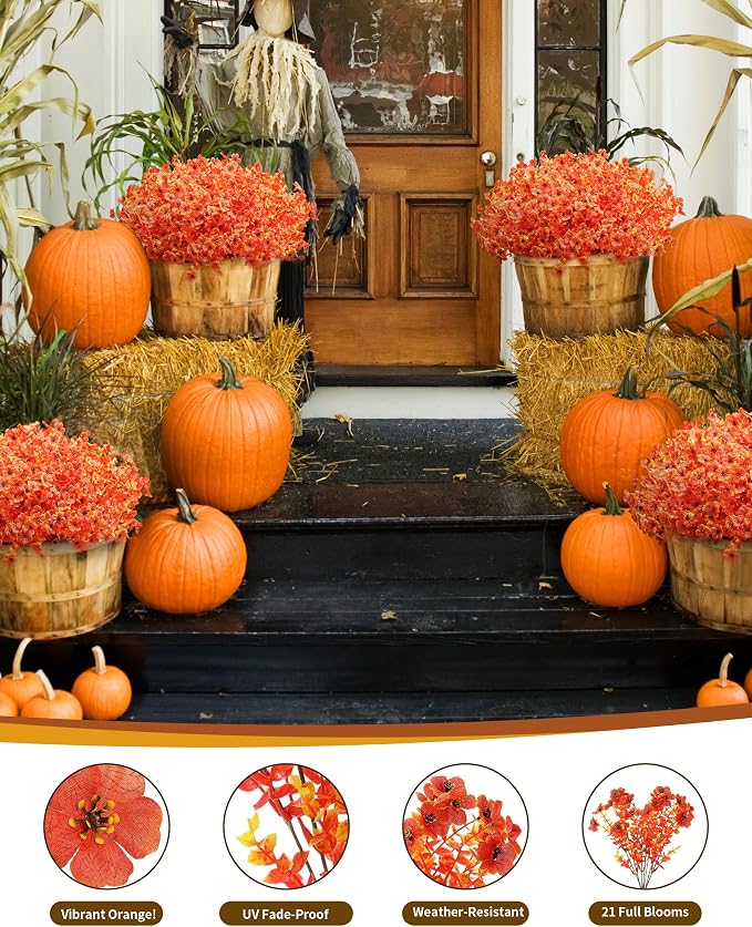 Artificial Fall Flowers Faux Mums - Image 3