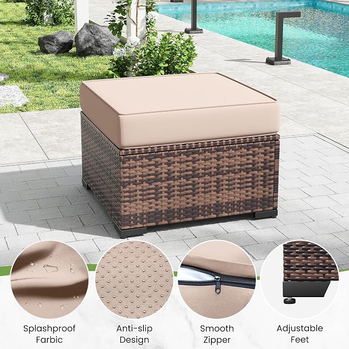 Amopatio 2 Pieces Outdoor Ottoman - Image 4