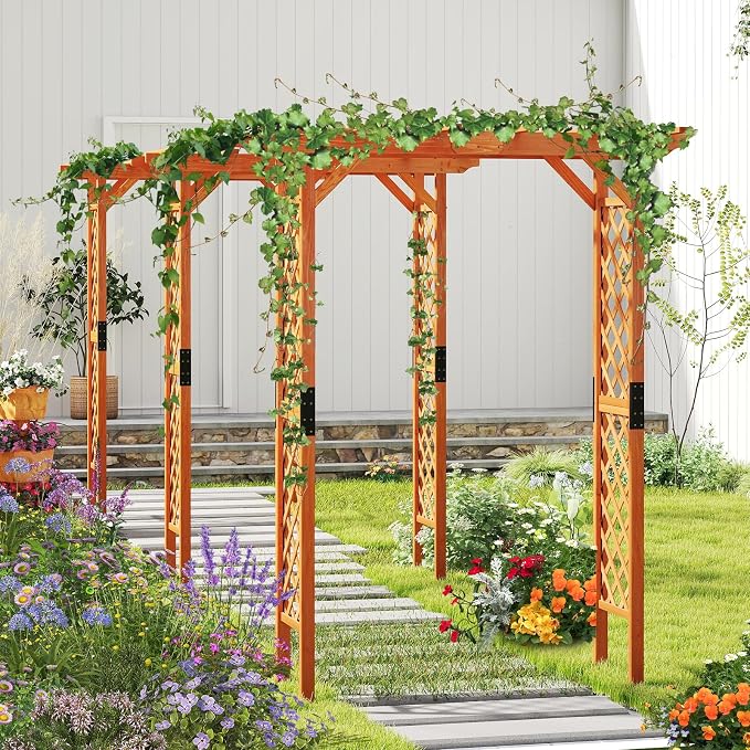 Tangkula 88-Inch Wooden Garden Arbor - Image 8