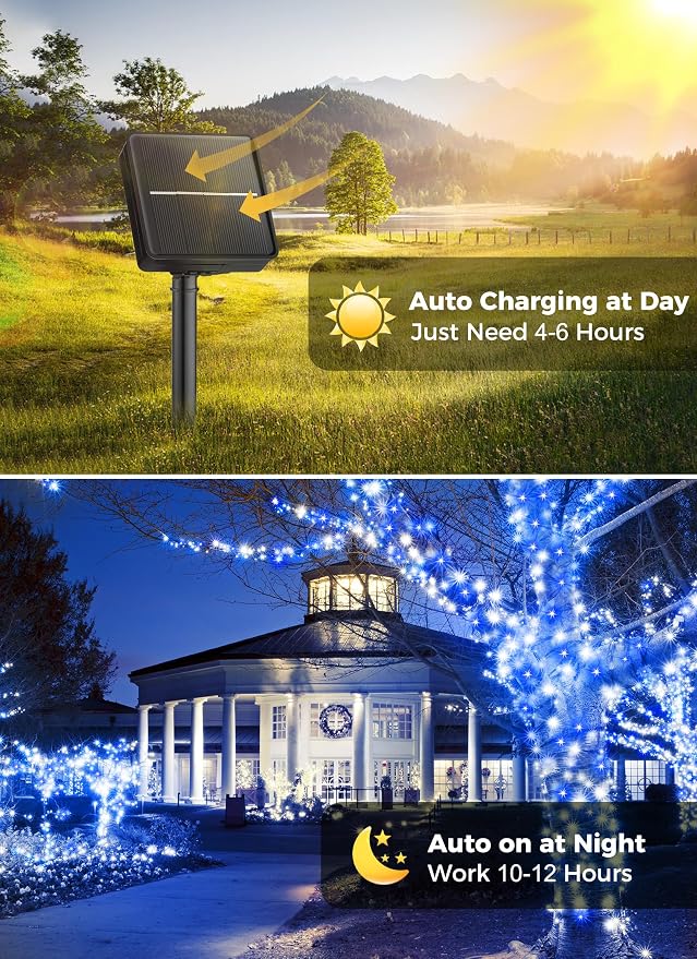Minetom Solar Christmas Lights Outdoor Waterproof - 40FT 100 LED - Decoration - Image 4