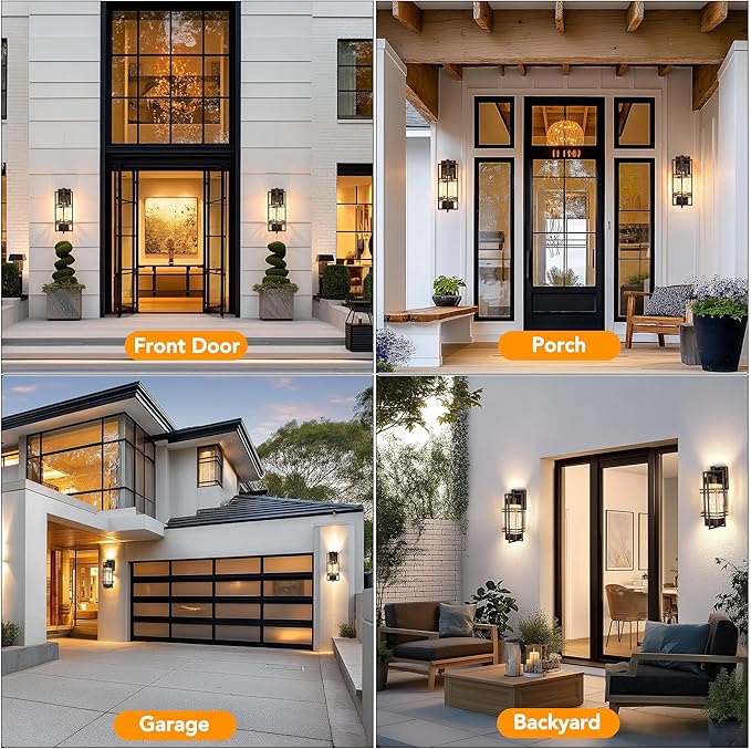 Dusk to Dawn Outdoor Front Porch Light Fixtures Wall Mount Gold-Swept Black - Image 7