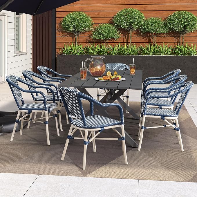 PURPLE LEAF Outdoor Dining Chair Set of 4 Hand-Woven Aluminum Rattan Chair - Image 4