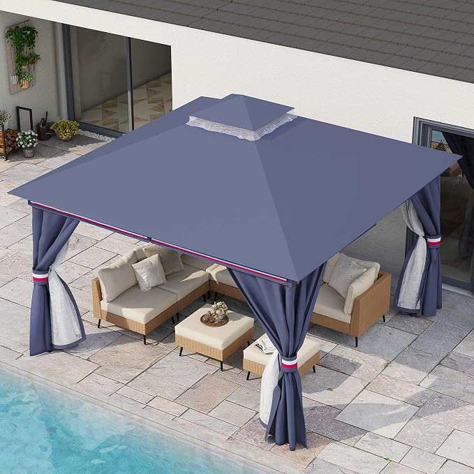 LAUSAINT HOME Semi-Permanent Outdoor Patio Gazebo 12'x12', Heavy Duty Party - Image 2
