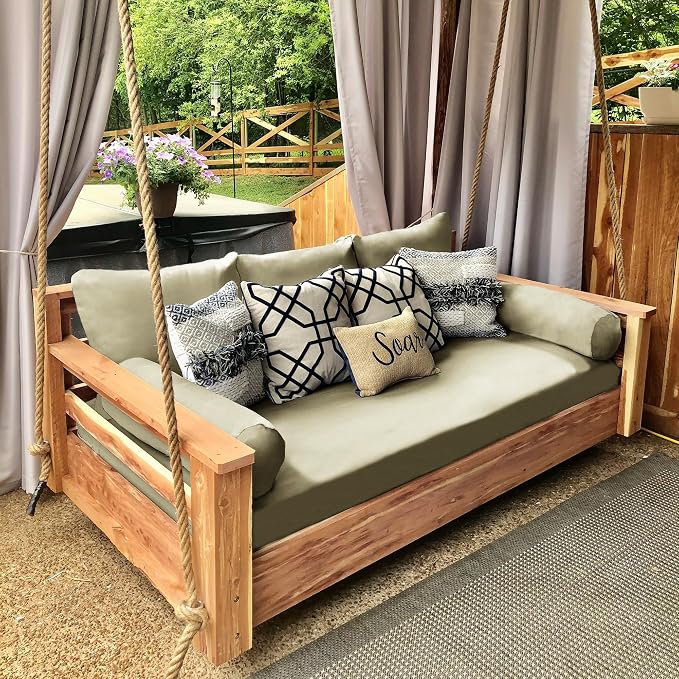 Twin Size Porch Swing Bed Mattress Cushion Cover Set, Waterproof Outdoor Daybed - Image 6