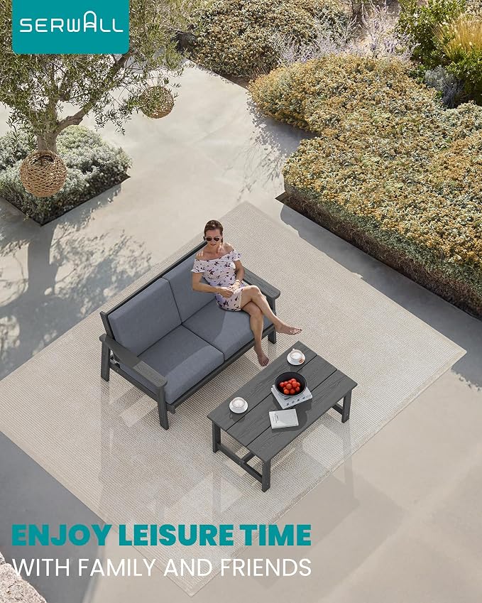 SERWALL HDPE Outdoor Patio Loveseat - Image 8