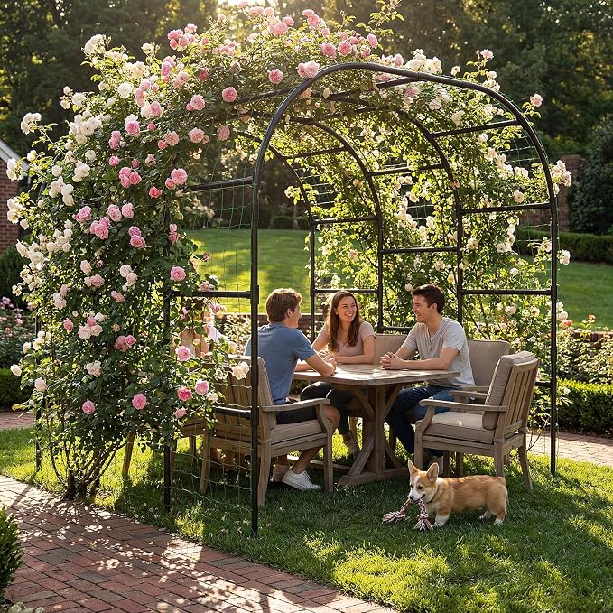 DoCred Garden Arch Trellis, 88in H x 88in L Large Garden Arch Arbor Trellis - Image 8