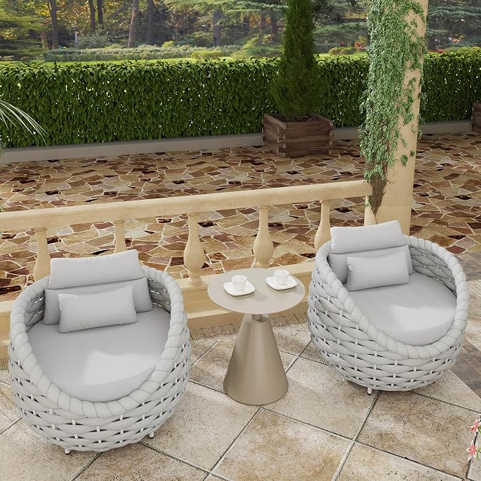 TWT 4 Pieces Patio Sofas, All-Weather Teslin Rope Balcony Furniture - Image 2