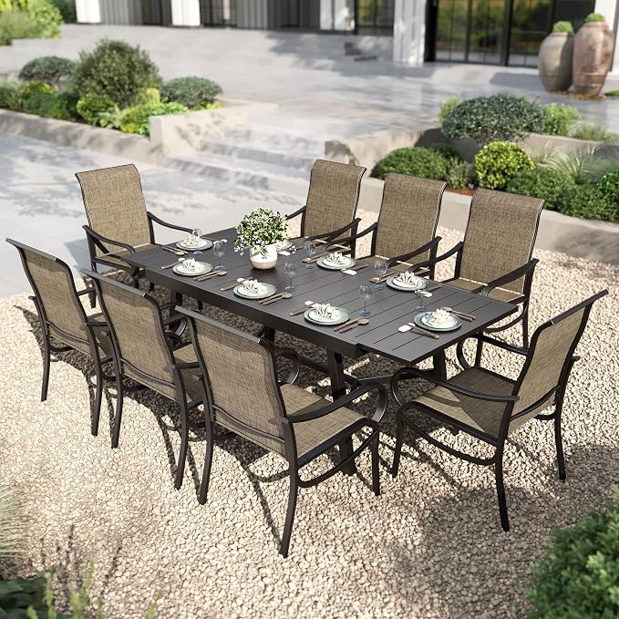 PHI VILLA 9 Piece Patio Dining Set, Expandable Table by PHIVILLAThepioneerofcomfortablehouseholdsupplies
